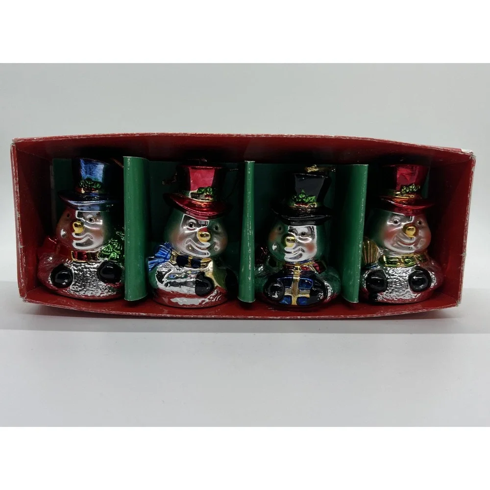 Holiday Style Porcelain Snowman Christmas Ornaments Set‎ Of 4